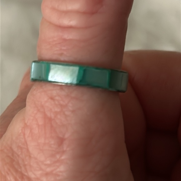 Turquoise Minimalist Band Ring Silver Size 7 - Picture 2 of 3